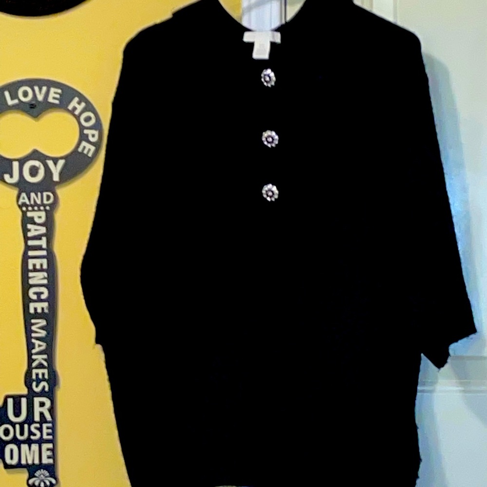 Gorgeous short sleeves black sweater with crystal buttons by H&M